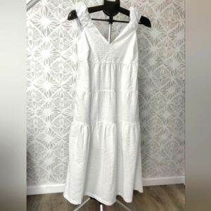 NEW White Sleeveless Maxi Dress | Tiered & Pockets | X-Small